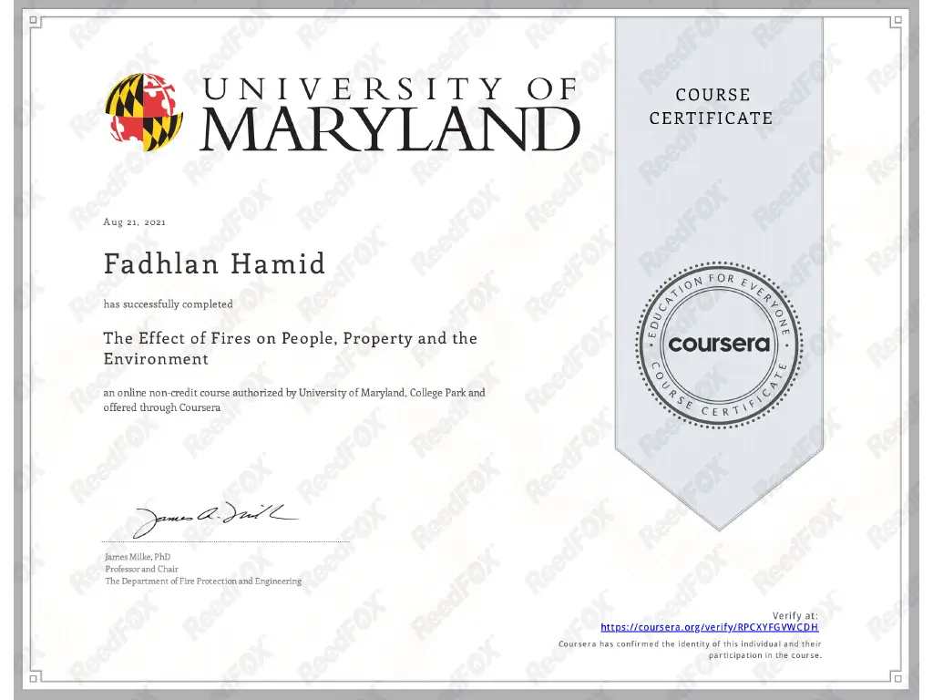 sertifikat fadhlan hamid university of maryland